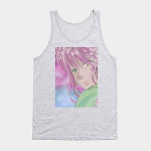 Anime Pink Hair Girl Under the Sakura Tank Top